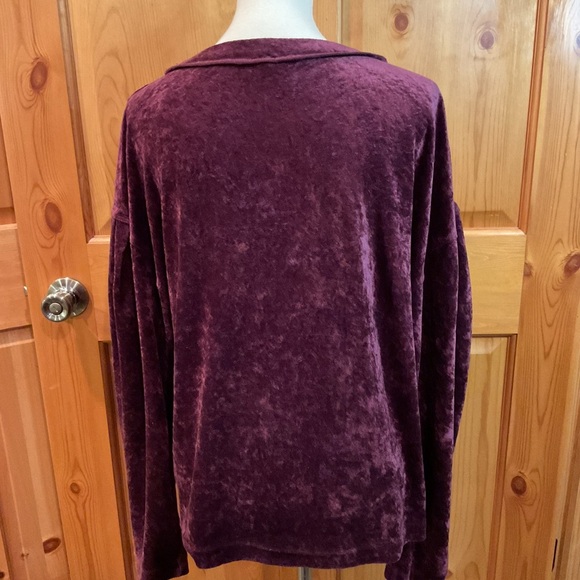 We The Free Milan Burgundy Crushed Velvet Top Size M* - Picture 6 of 8
